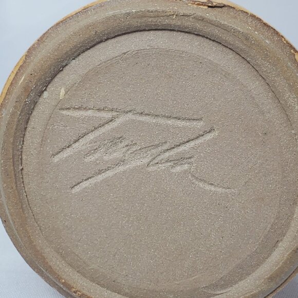 Stoneware Wheat Country Motif Vase/Beech Holder Artisan Studio Art 5.5" Tall - Picture 9 of 15